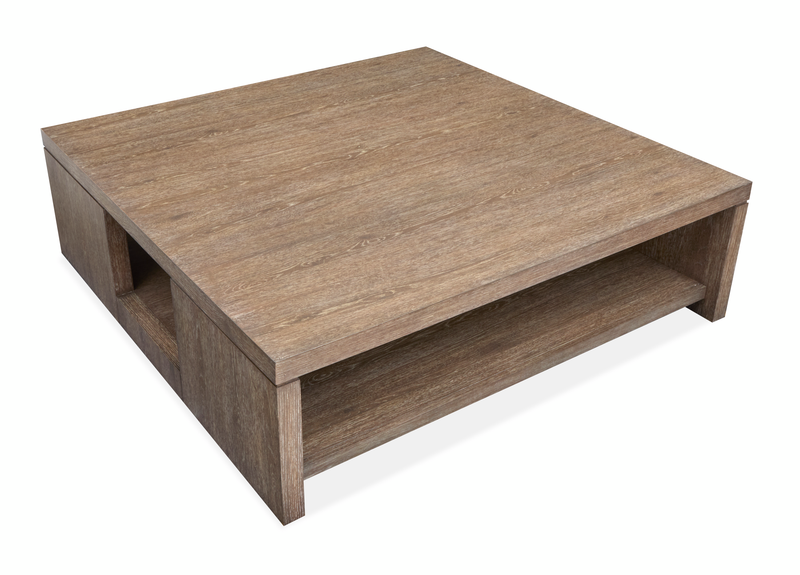 Bukley 54\" Eclectic Square Coffee Table with Bottom Shelf and Casters - Spiced Brown