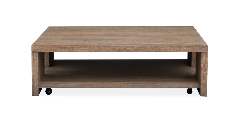Bukley 54\" Eclectic Square Coffee Table with Bottom Shelf and Casters - Spiced Brown