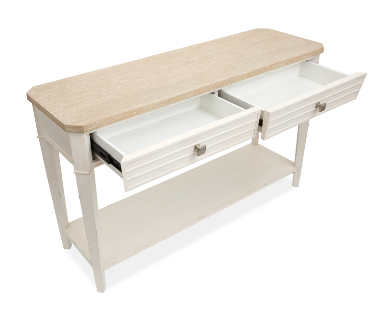 Collins 50\" Traditional Sofa Table with Two Drawers  - Sea Pearl & Driftwood