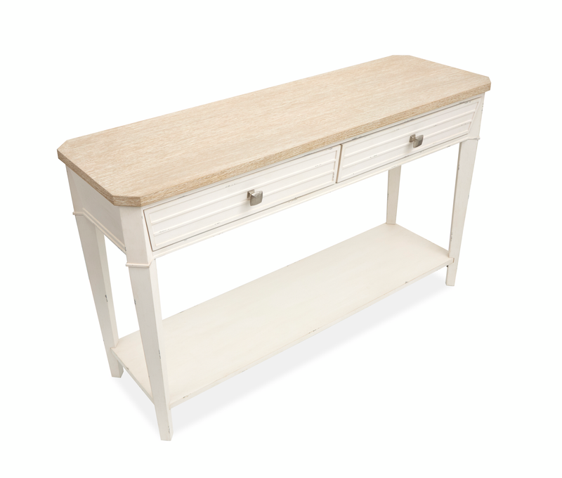 Collins 50\" Traditional Sofa Table with Two Drawers  - Sea Pearl & Driftwood