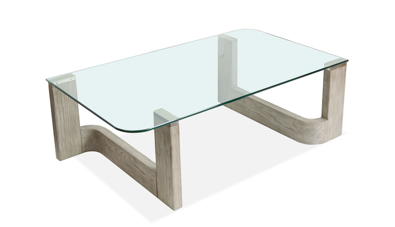 Jerome 52\" Coffee Table with Glass Top - Smokey Pine
