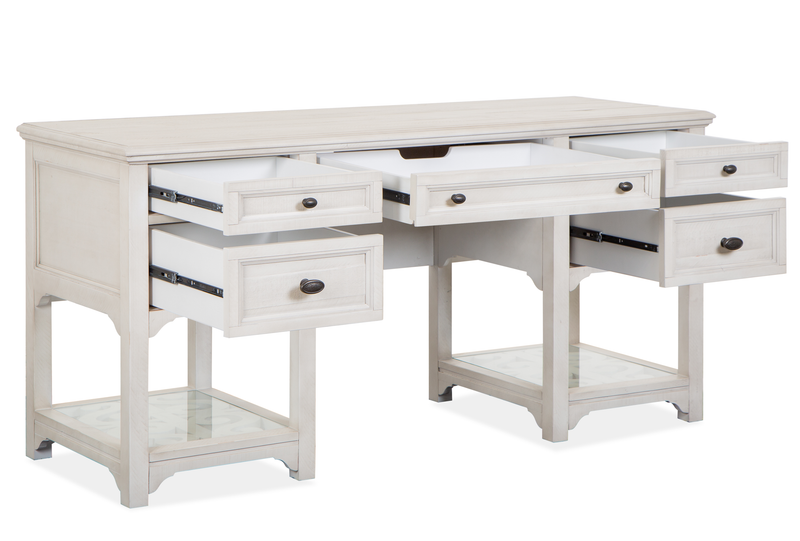 Milson 64\" Desk with Storage and Adjustable Shelves - Alabaster