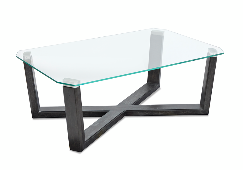 Morden 46.88\" Coffee Table with Glass Top - Black Truffle