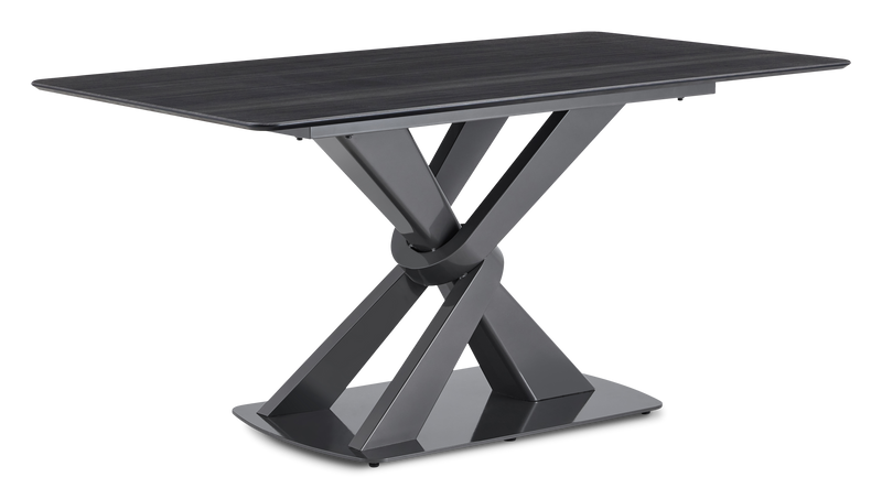 Orion 63” Dining Table with Tech Stone Top, Metal Base – Black