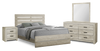 Soren 6pc Bedroom Set with Slat Panel Bed, Dresser, Mirror & Nightstand, Bleached Oak - Queen Size