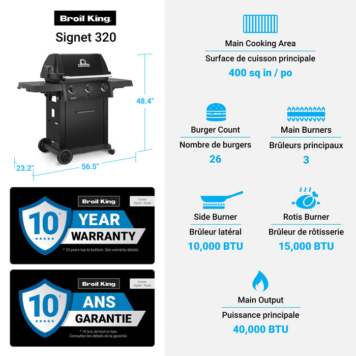 Broil King Signet 320 Shadow 3-Burner 40,000-BTU Natural Gas BBQ - 844157 Grill
