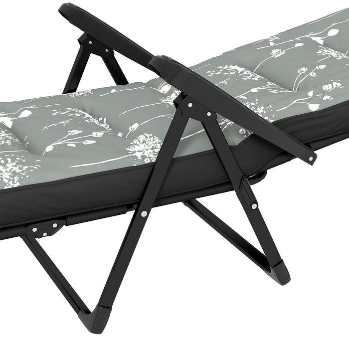 Outsunny Outdoor Lounge Chair W/ Cushion, Foldable Reclining Patio Chair