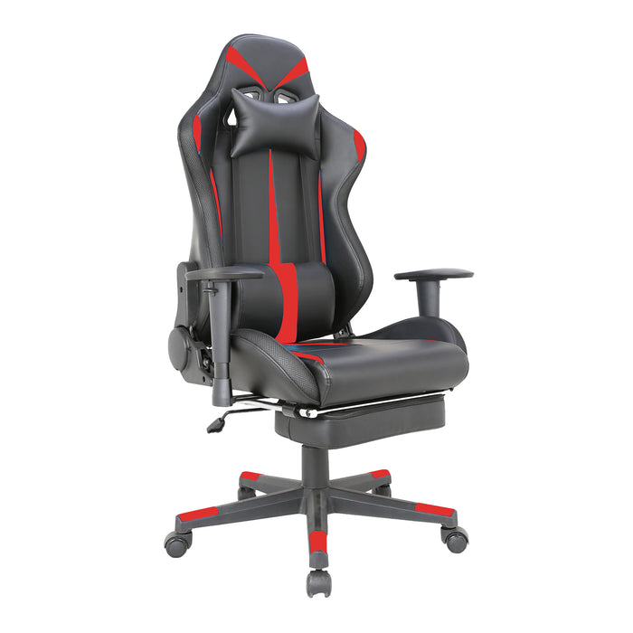 Tygerclaw Fabric Gaming Office Chair with Lumbar Pillow & Leg Rest - Red