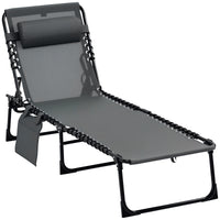 Outsunny Folding Lounge Chair, Reclining Tanning Chair With Adjustable Back