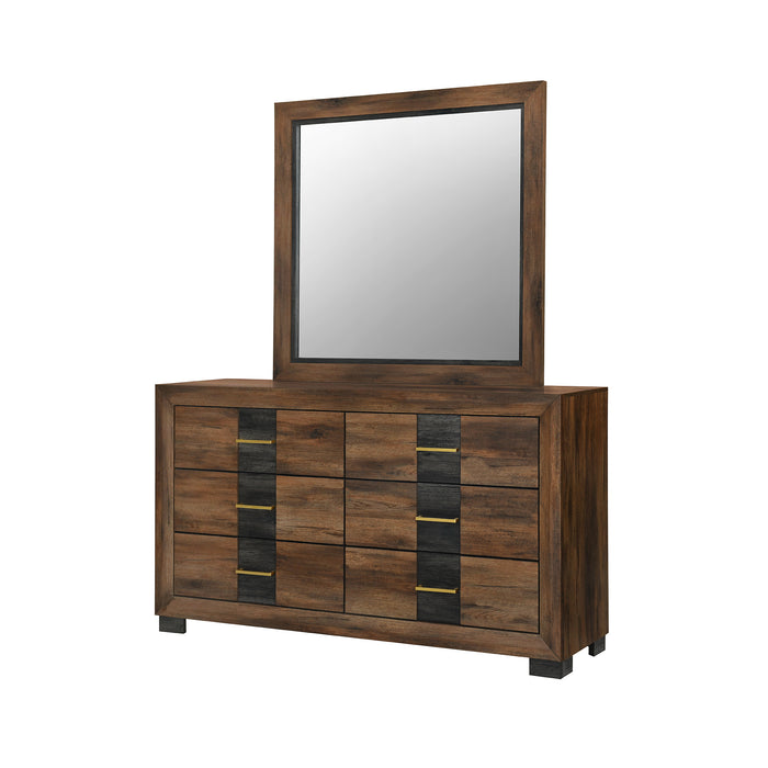 Titanium Bedroom 6-Drawer Dresser, 58.5\"W x 34.1\"H – Brown