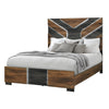 Titanium Panel Bed with Headboard & Frame, LED, Modern, Brown - Queen Size
