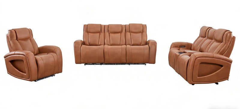 Shaquille O’Neal Home Titan 81\" Genuine Leather Power Reclining Loveseat with Shaq-o-pedic Comfort – Earth