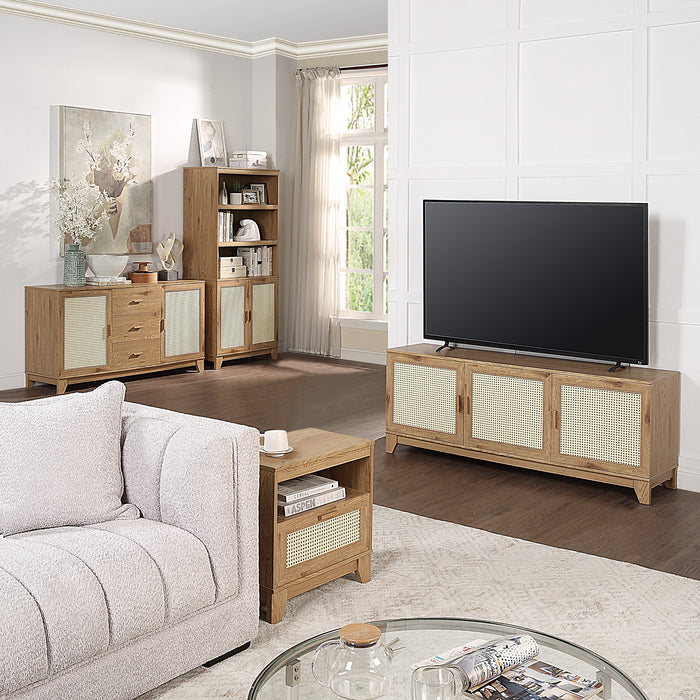 Manhattan Comfort Sheridan 62.99\" Modern Cane TV Stand - Natural