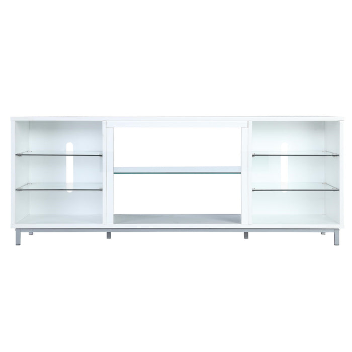 Manhattan Comfort Brighton 60\" TV Stand with Glass Shelves & Media Wire Management - White