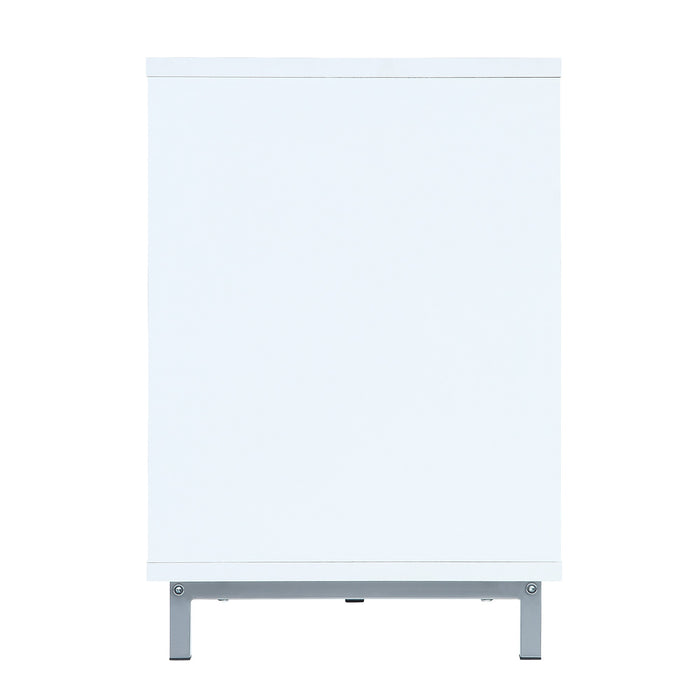 Manhattan Comfort Brighton 60\" TV Stand with Glass Shelves & Media Wire Management - White