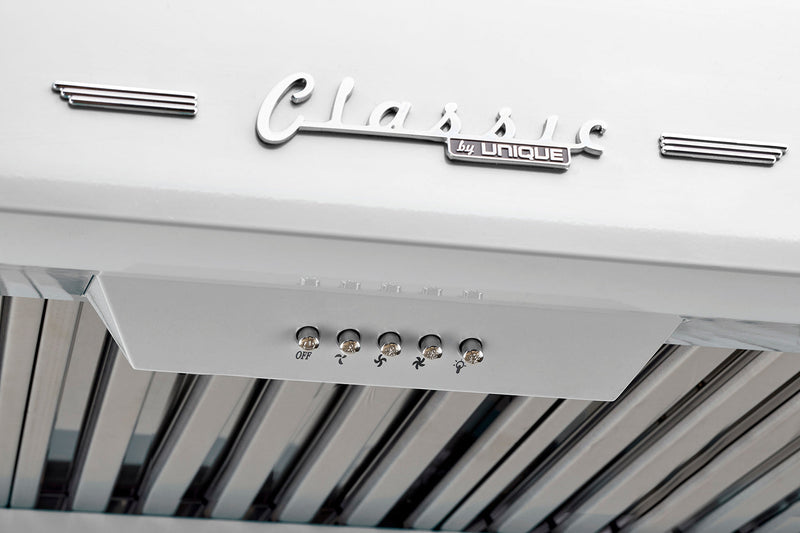 Classic Retro by Unique 24-Inch Under Cabinet Range Hood - UGP-24CR RH W