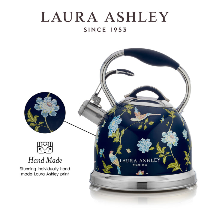 Laura Ashley Stainless Steel Stovetop Elveden Navy Tea Kettle - VQ-SBNK057-LAEN-CA