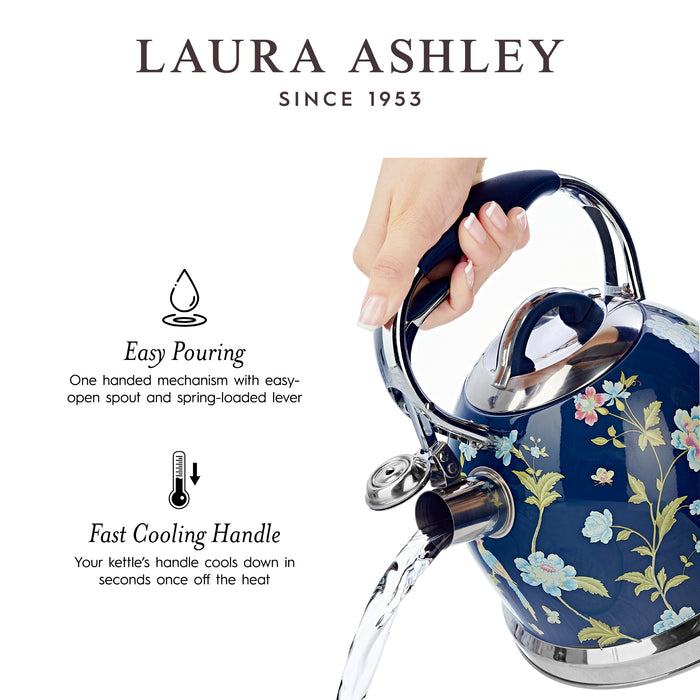 Laura Ashley Stainless Steel Stovetop Elveden Navy Tea Kettle - VQ-SBNK057-LAEN-CA