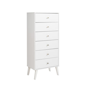 Milo Tall 6-Drawer Chest - White