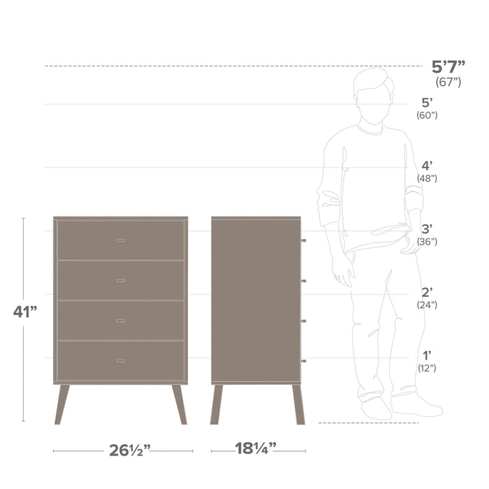 Milo Tall 4-Drawer Chest - White