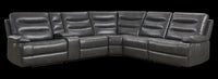 Zayne 6-Piece Leather-Look Fabric Power Reclining Sectional with Storage Console and USB Charging Ports – Grey 