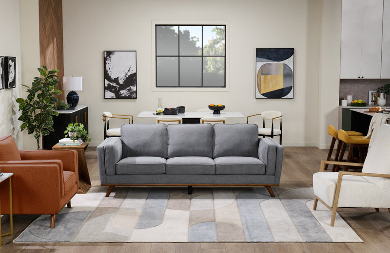 Adley 28\" Chenille Fabric Accent Chair with Wood Armrests and Legs - Alabaster White