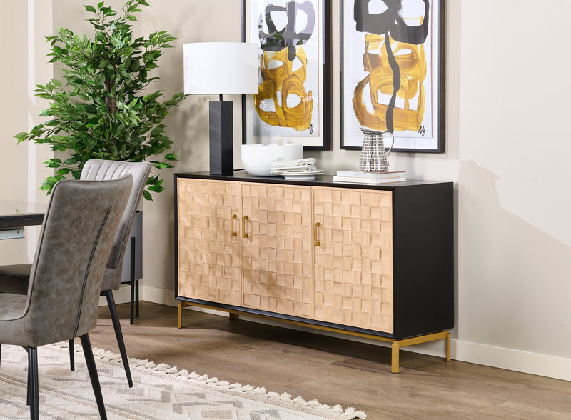 Alenna 60\" 3-Door Accent Cabinet - Black with Weathered White Doors