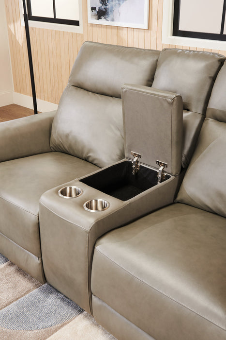 Chateau d’Ax Angelo 75.59\" Genuine Leather Power Reclining Loveseat with Power Headrests - Grey