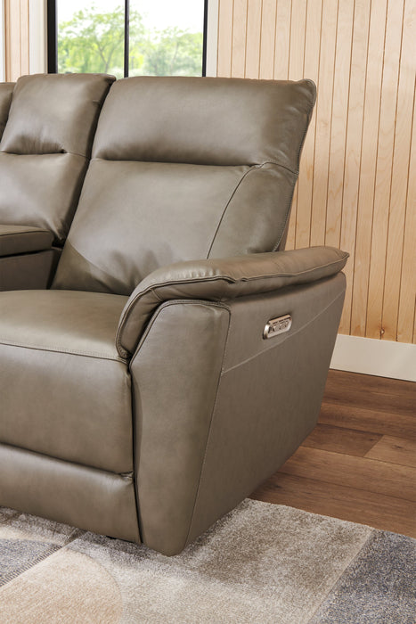 Chateau d’Ax Angelo 75.59\" Genuine Leather Power Reclining Loveseat with Power Headrests - Grey