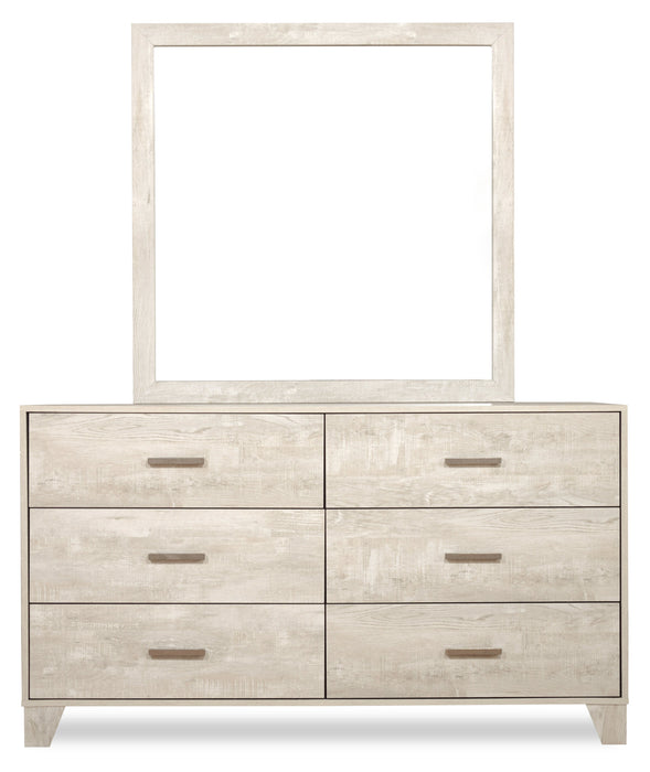 Arbor 6pc Bedroom Set with Panel Bed, Dresser, Mirror & Nightstand, Driftwood White  - Queen Size