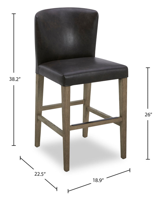 Arlo Counter-Height Stool with Vegan Leather Fabric, 26\"H - Bison Brown