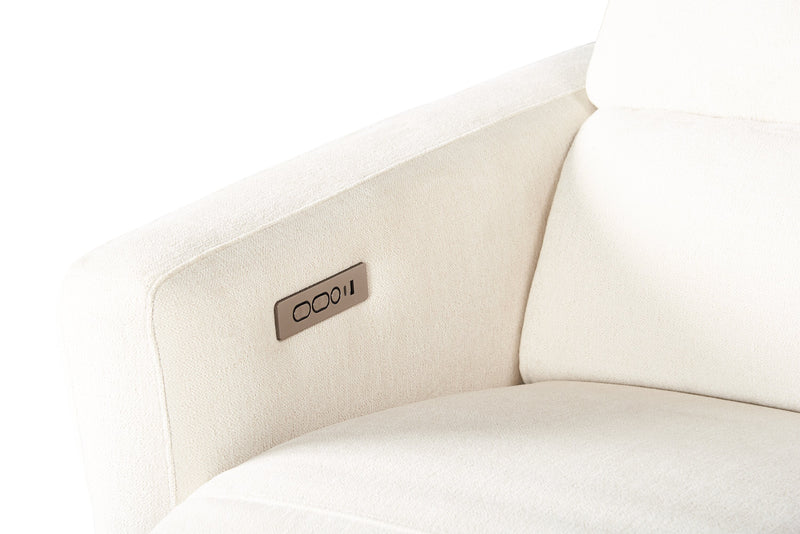 Cindy Crawford Home Aspen 5-Piece Power Reclining Sectional with Adjustable Headrests and USB Port - Alabaster