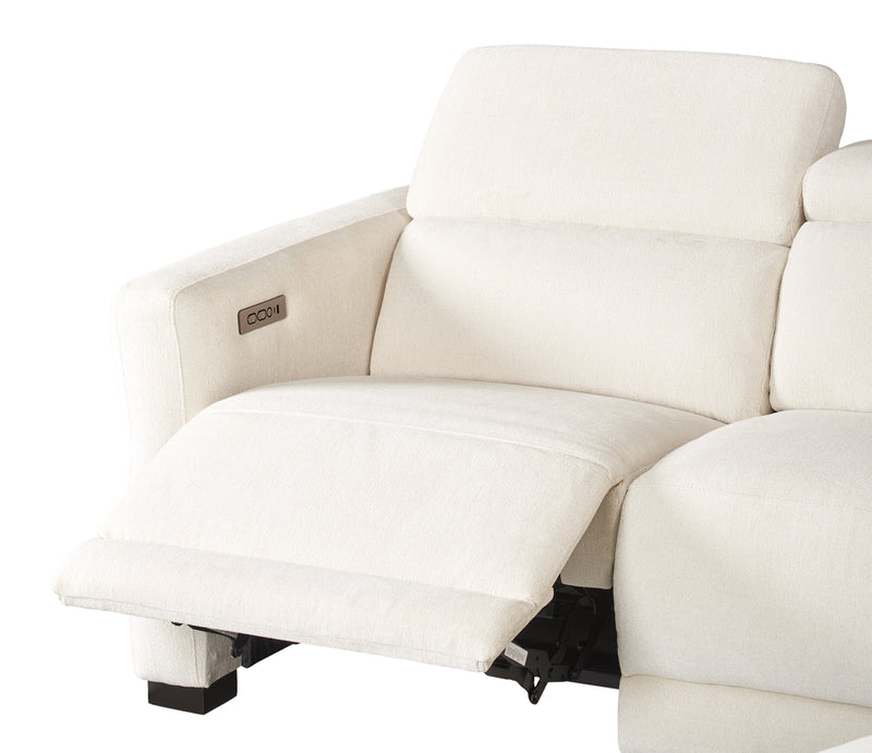 Cindy Crawford Home Aspen 5-Piece Power Reclining Sectional with Adjustable Headrests and USB Port - Alabaster