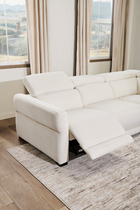 Cindy Crawford Home Aspen 4-Piece Power Reclining Sectional with Armless Chair and USB Port - Alabaster
