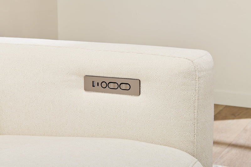 Cindy Crawford Home Aspen 5-Piece Power Reclining Sectional with Adjustable Headrests and USB Port - Alabaster