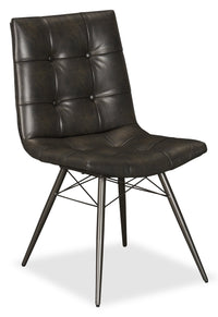 Avis Dining Chair with Vegan Leather Fabric, Metal - Black 