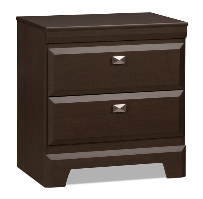 Yorkdale Bedside 2-Drawer Nightstand, 23.5\"W x 24.7\"H, Made in Canada - Brown