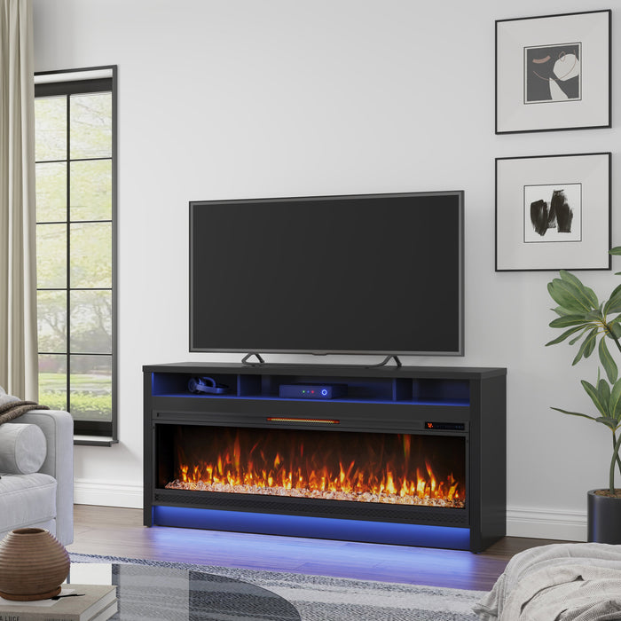 Blazen 64\" Electric Fireplace TV Stand with Storage for TVs up to 70\" - Black