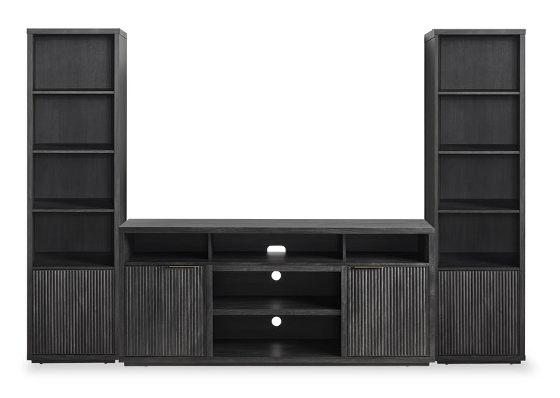 Brenner 104\" 3 Piece Entertainment Center with Storage for TVs Up To 60\" – Charcoal 