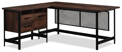 Briarbrook 65.98" Commercial Grade L-Shaped Computer Office Desk with 3-Drawers - Brown|Bureau d’ordinateur en forme de L Briarbrook de 65,98 po de qualité commerciale à 3 tiroirs - brun