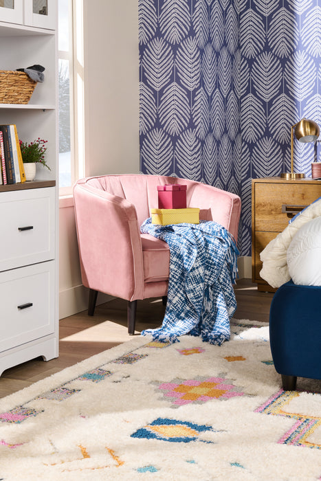 Brinley 29\" Velvet Fabric Accent Chair with Wood Legs - Pink