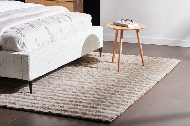 Dream Step Memory Foam Bubble Taupe Faux Fur Area Rug  - 5' x 7'