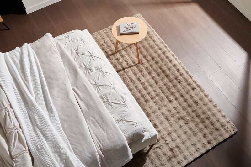 Dream Step Memory Foam Bubble Taupe Faux Fur Area Rug  - 5' x 7'