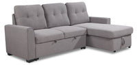 Carter 2-Piece Right-Facing Linen-Look Fabric Sleeper Sectional with Storage Chaise - Solis Grey 