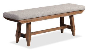 Cedar Dining Bench with Polyester Fabric, Pine Wood, Trestle-Base, 60