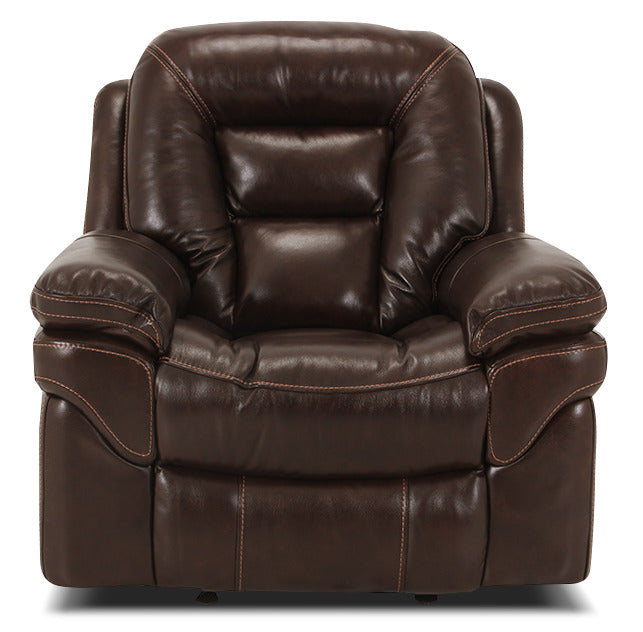 Leo 41\" Genuine Leather Fabric Power Reclining Chair - Walnut Brown