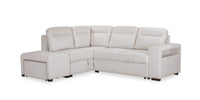 Coast 3-Piece Left-Facing Ivory White Fabric Sleeper Sectional with Storage Chaise and Storage Armrest 