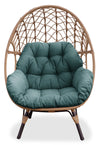 Coco Egg Outdoor Patio Chair - Hand-Woven Resin Wicker, UV & Weather Resistant - Green
