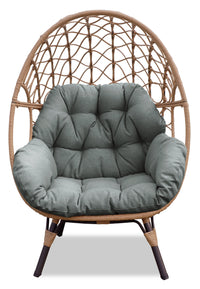 Coco Egg Outdoor Patio Chair - Hand-Woven Resin Wicker, UV & Weather Resistant - Beige