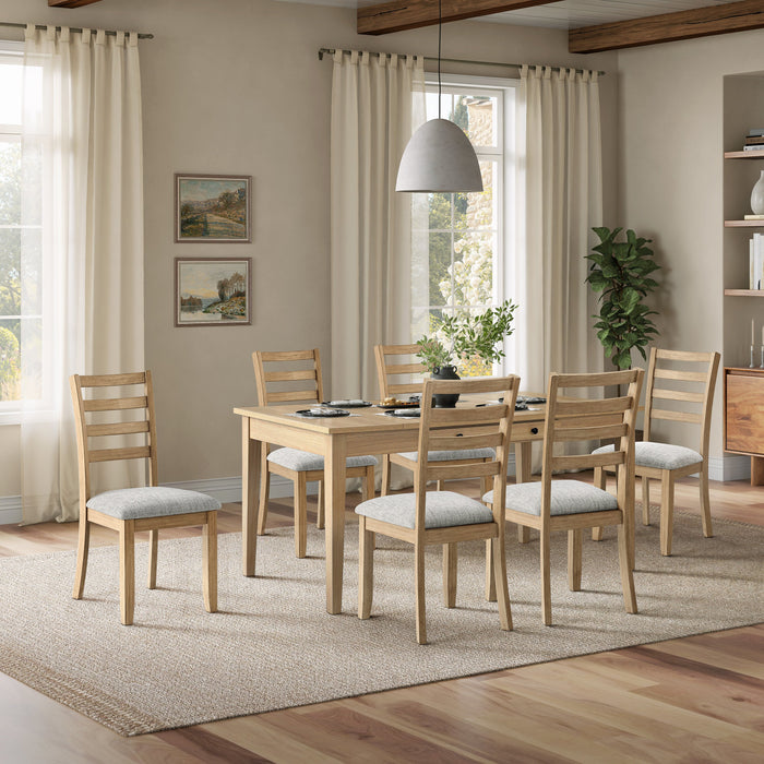 Cove 7pc Dining Table Set with Table & 6 Chairs, Storage Drawers, Melamine, 66\"W - Natural/Grey